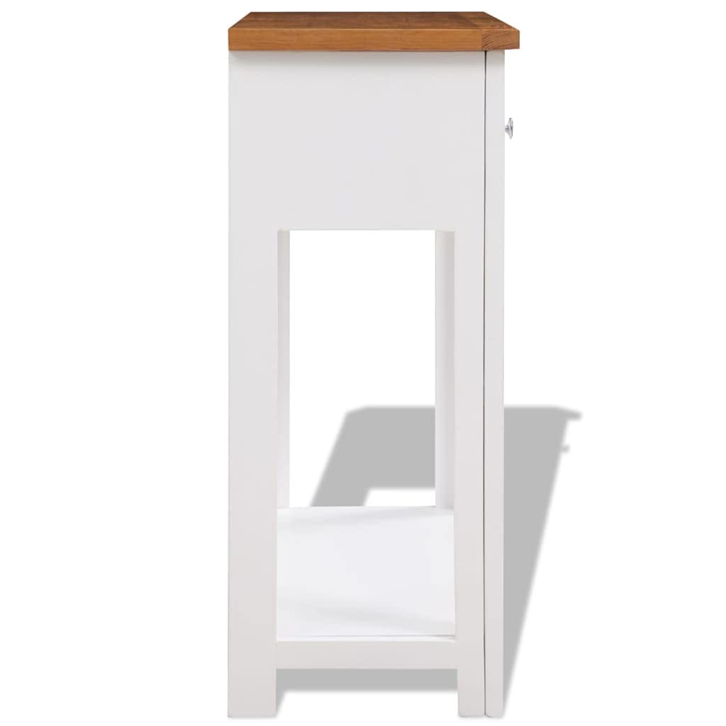 Brown Solid Oak and Acacia Wood Console Table with 2 Drawers and Storage Shelf X6998