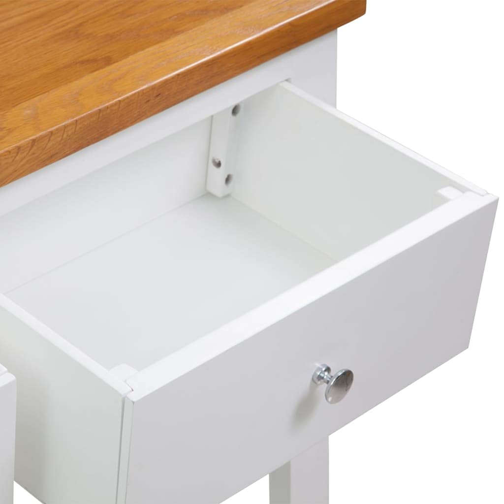 Brown Solid Oak and Acacia Wood Console Table with 2 Drawers and Storage Shelf X6998