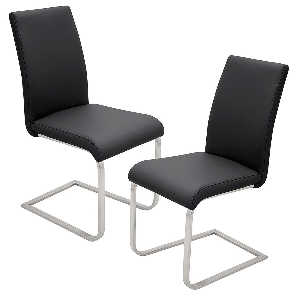 Black Faux Leather Dining Chairs Set of 2 D360725
