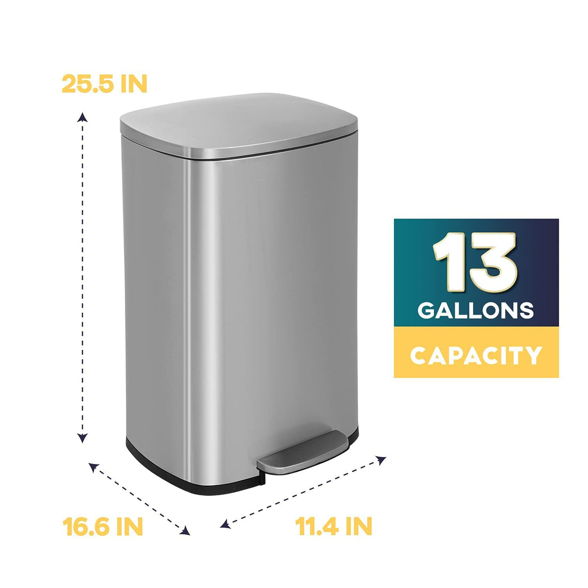 13 Gallon Steel Trash Can with Lid S71407