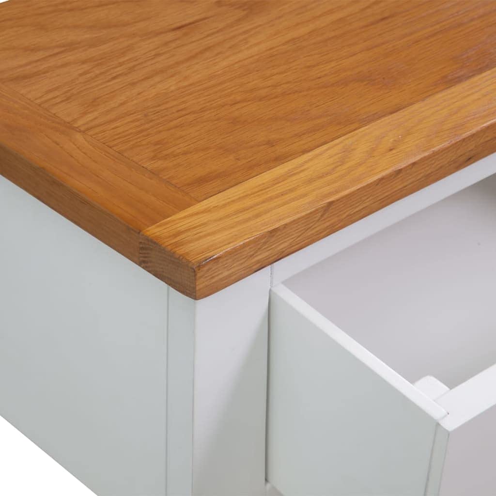 Brown Solid Oak and Acacia Wood Console Table with 2 Drawers and Storage Shelf X6998
