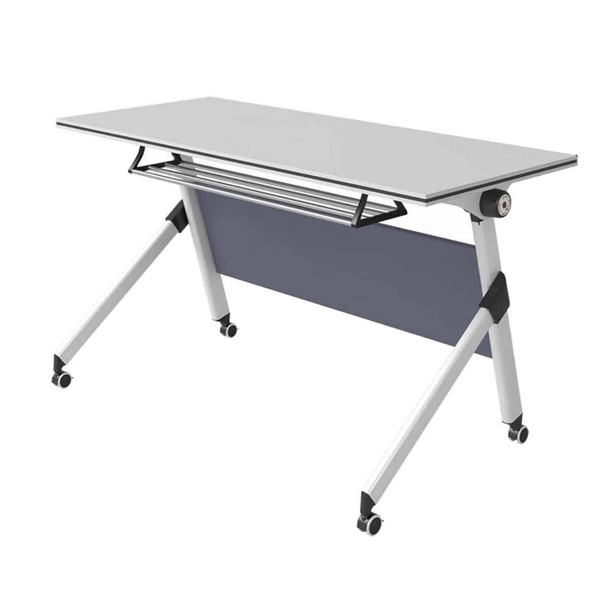 Portable Folding Conference Table with Storage and Wheels I26751