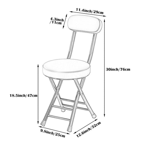 18 Inch Portable Folding Bar Stool with Backrest and Padded G4557