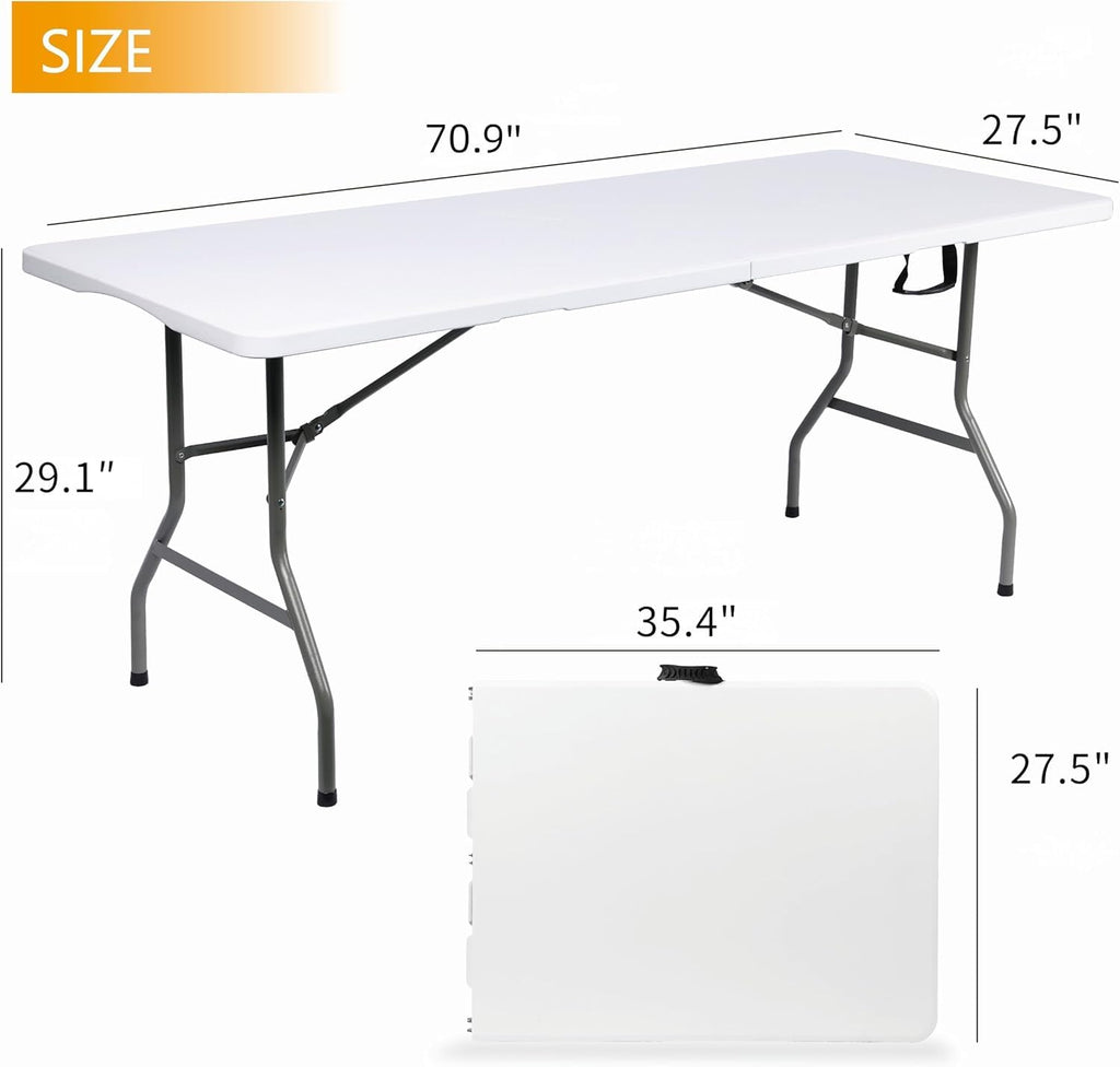 6ft Folding Table with Built in Handle & Steel Legs W64583
