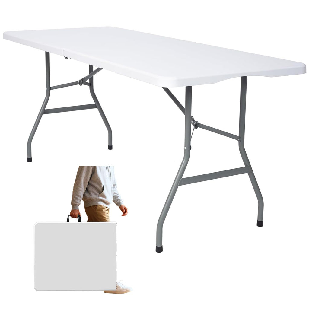 6ft Folding Table with Built in Handle & Steel Legs W64583