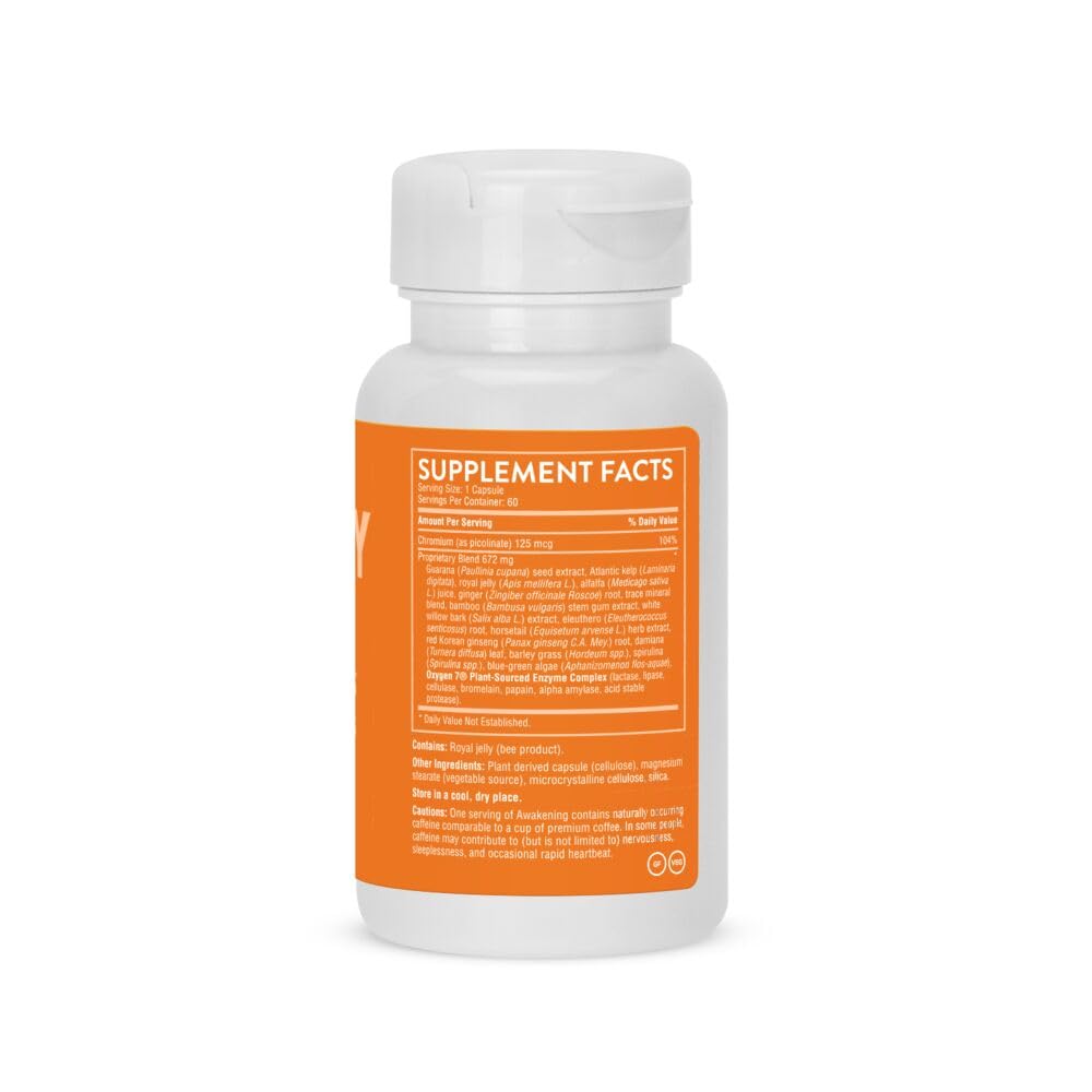 Natural Energy & Focus Supplement with Panax Ginseng, Guarana Extract & Chromium Picolinate, 60 Caps G367156