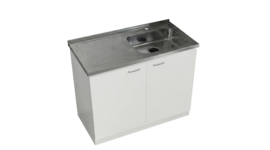 White 39 in Kitchen Sink Cabinet with Stainless Steel Top Q60356