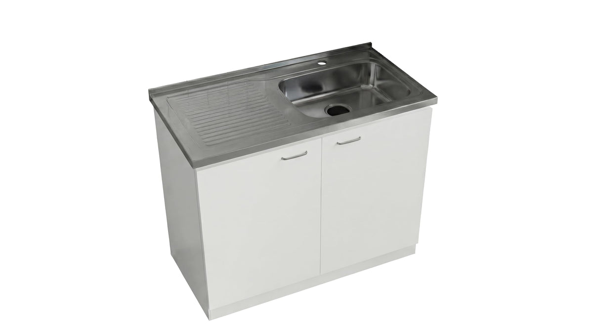 White 39 in Kitchen Sink Cabinet with Stainless Steel Top Q60356
