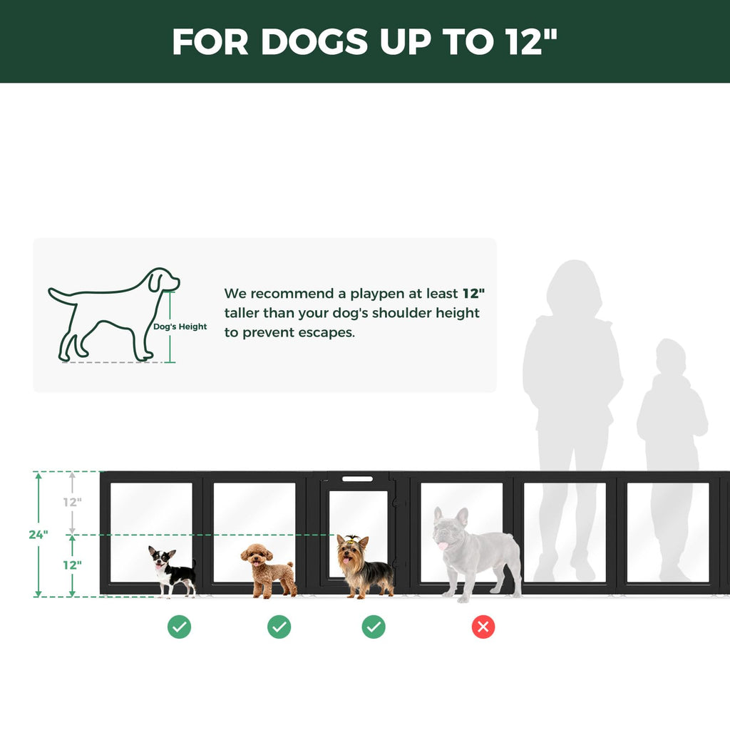Clear Acrylic 24" H 16 Panels Dog Playpen M559