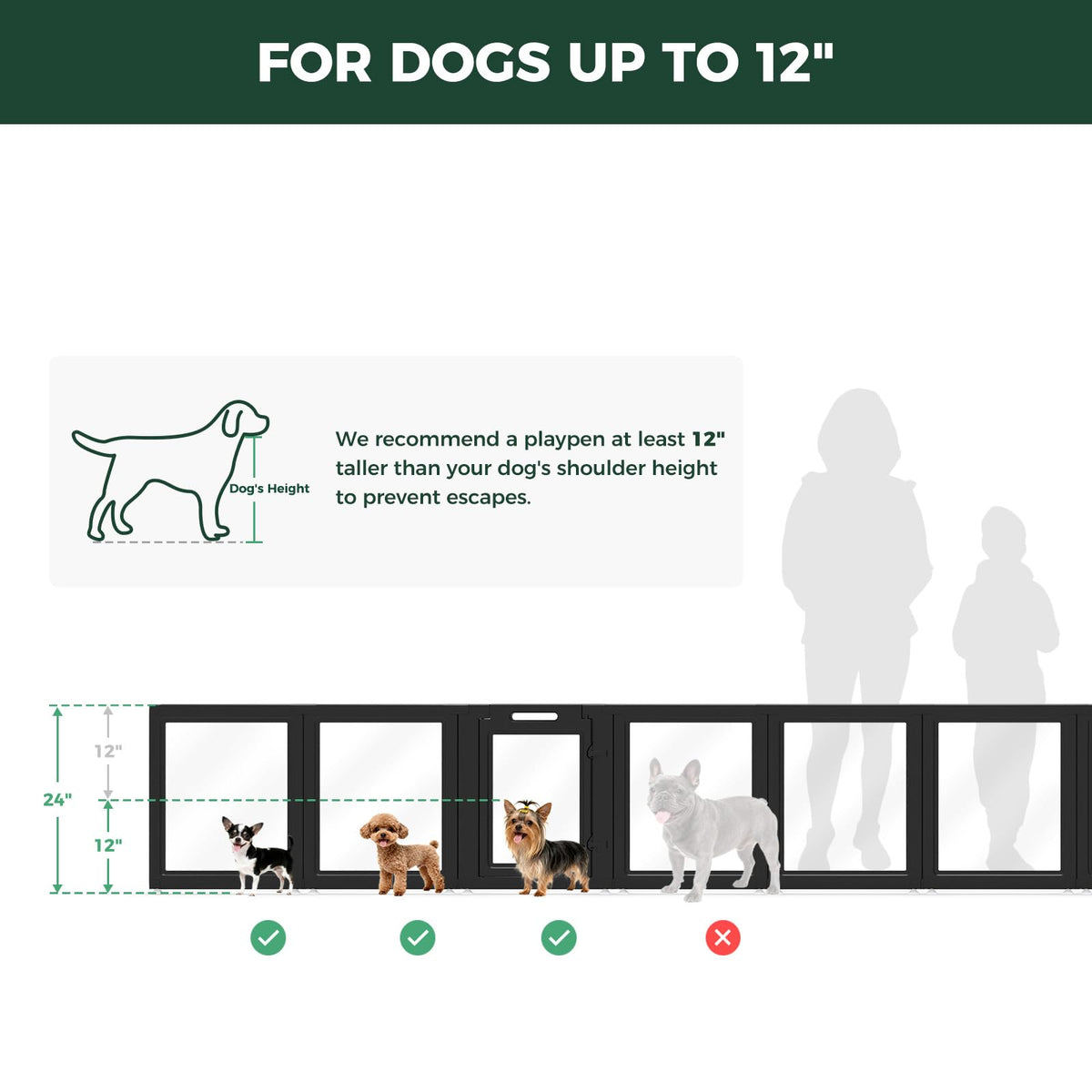 Clear Acrylic 24" H 16 Panels Dog Playpen M559