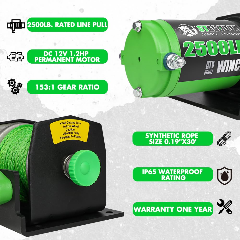 2500 lb. 12V Waterproof Synthetic Rope Electric Winch U2776