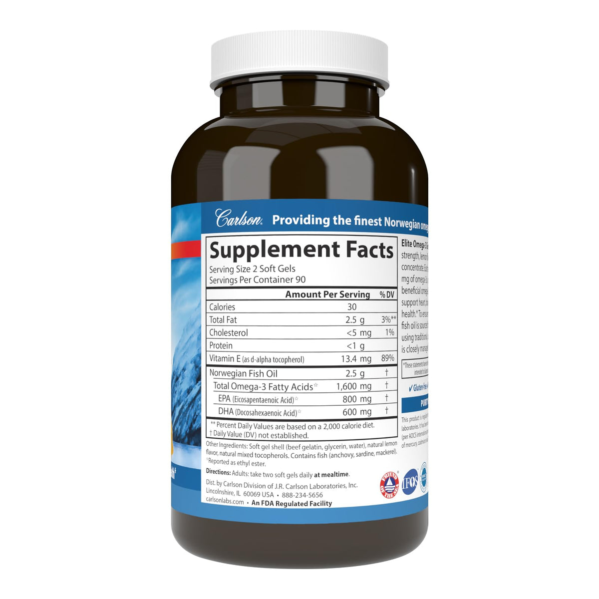 Omega-3 1600 mg Lemon 180 Softgels Q962