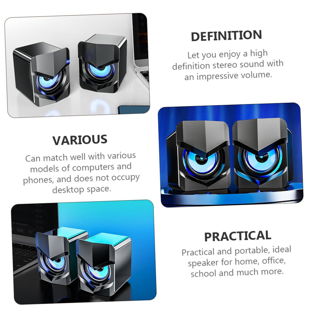 2 Pack USB Powered Black Computer Speakers N830116