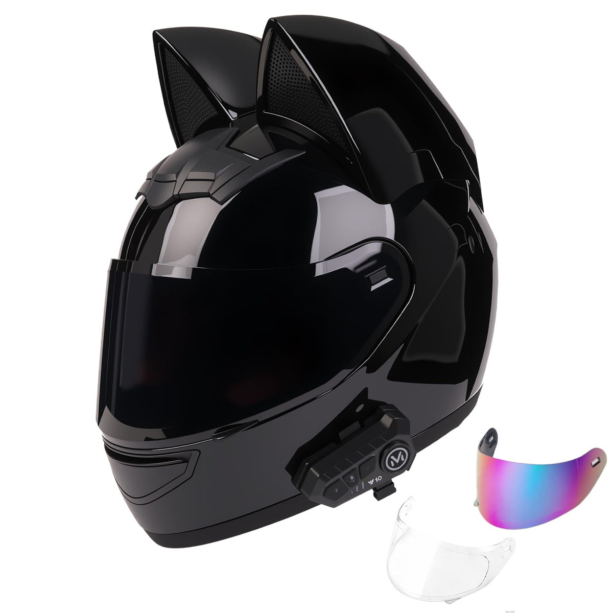 Bluetooth Motorcycle Cat Ear Full Face Helmet DOT Approved Z828