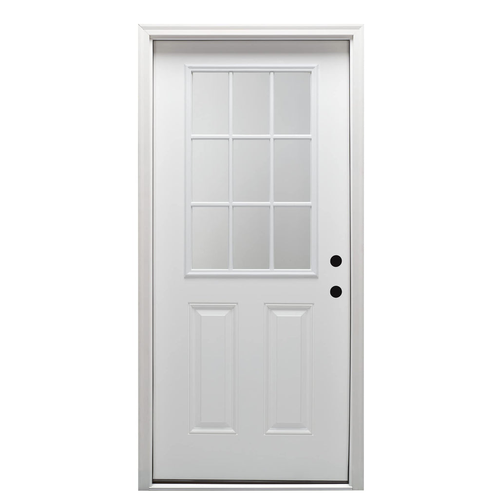 Steel Primed Left Hand In-Swing Prehung Front Door 9 Lite Clear Glass 36" x 80" D167