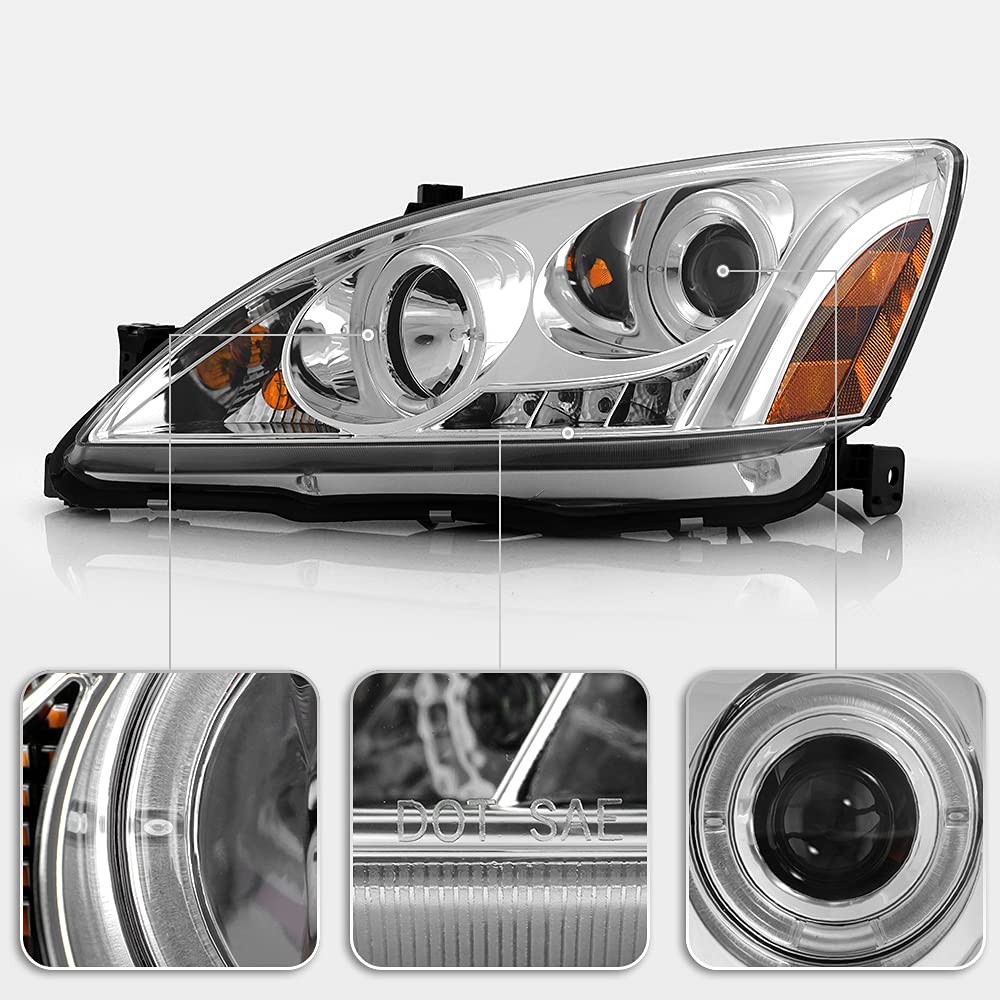 For 2003-2007 Honda Accord LED Projector Headlights, Driver & Passenger Side V9950