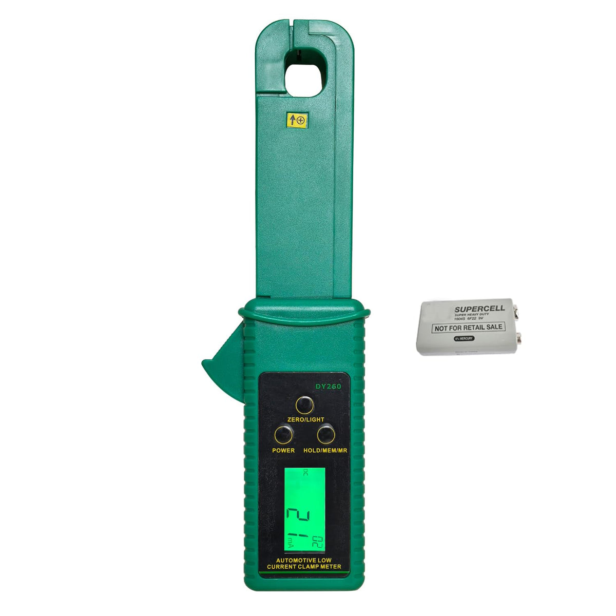 AC/DC Clamp-On Ammeter with 1mA Resolution, 60A Range, Data Hold & Backlight W421024