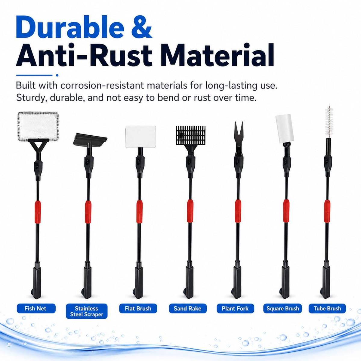 7 in 1 Aquarium Cleaning Kit with Adjustable Long Handle V393602