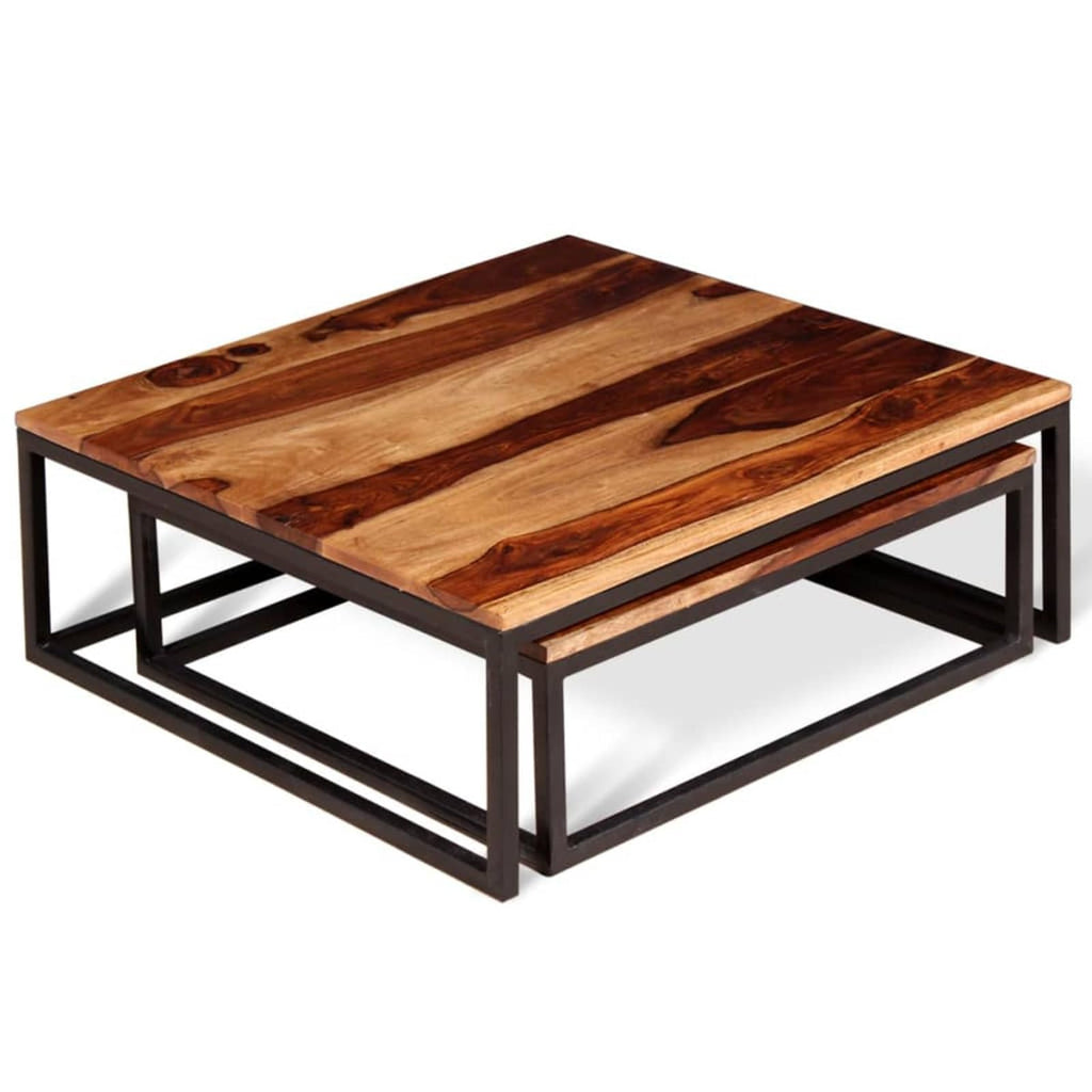 Two Piece Nesting Coffee Table Solid Sheesham Wood X8347