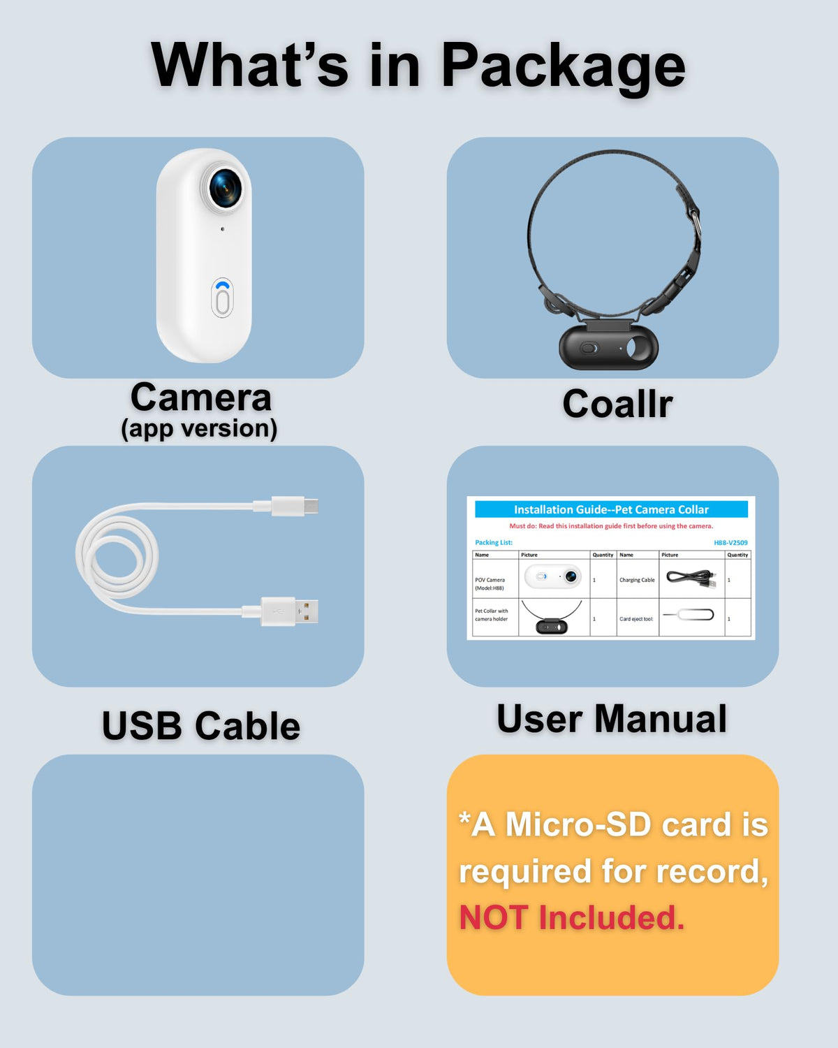 Cat Camera Collar with APP, 1080P HD Pet POV Video Recording F97389