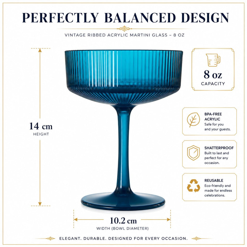 Ribbed Acrylic Martini Glasses Set of 6 H901
