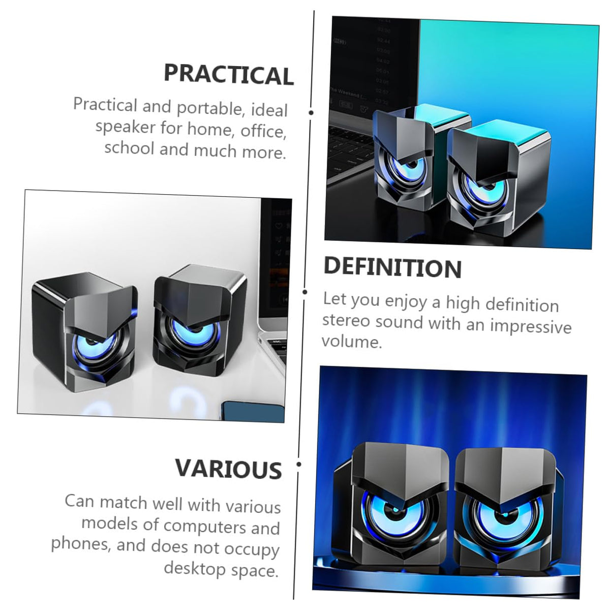 2 Pack USB Powered Black Computer Speakers N830116