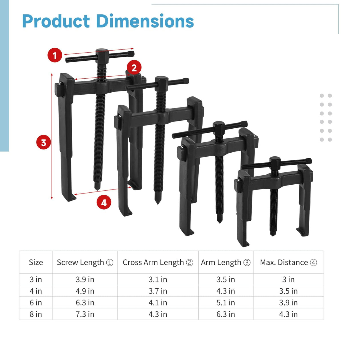 4 PCS 2 Jaw Gear Puller J13463