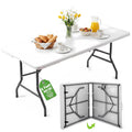 6ft White Folding Table with Carrying Handle N49070