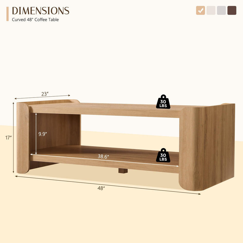 48" 2-Tier Storage Coffee Table A1085