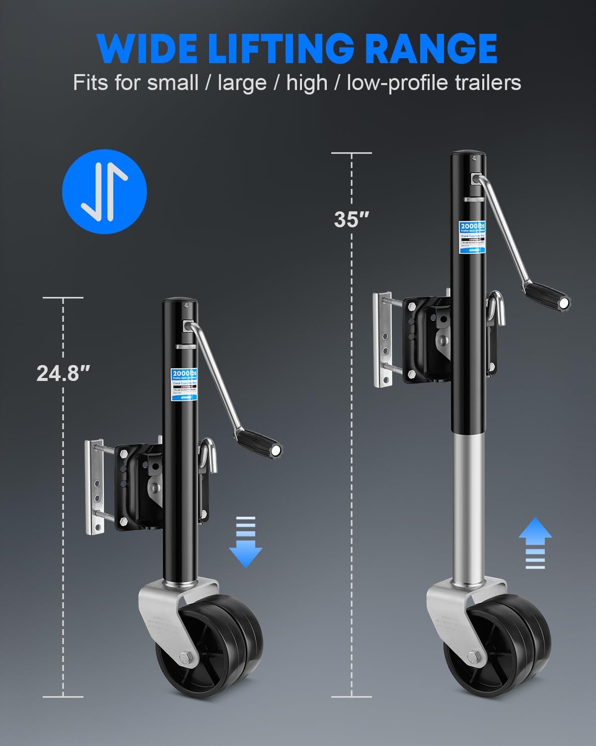 2000 lbs Dual Wheel Trailer Jack P726