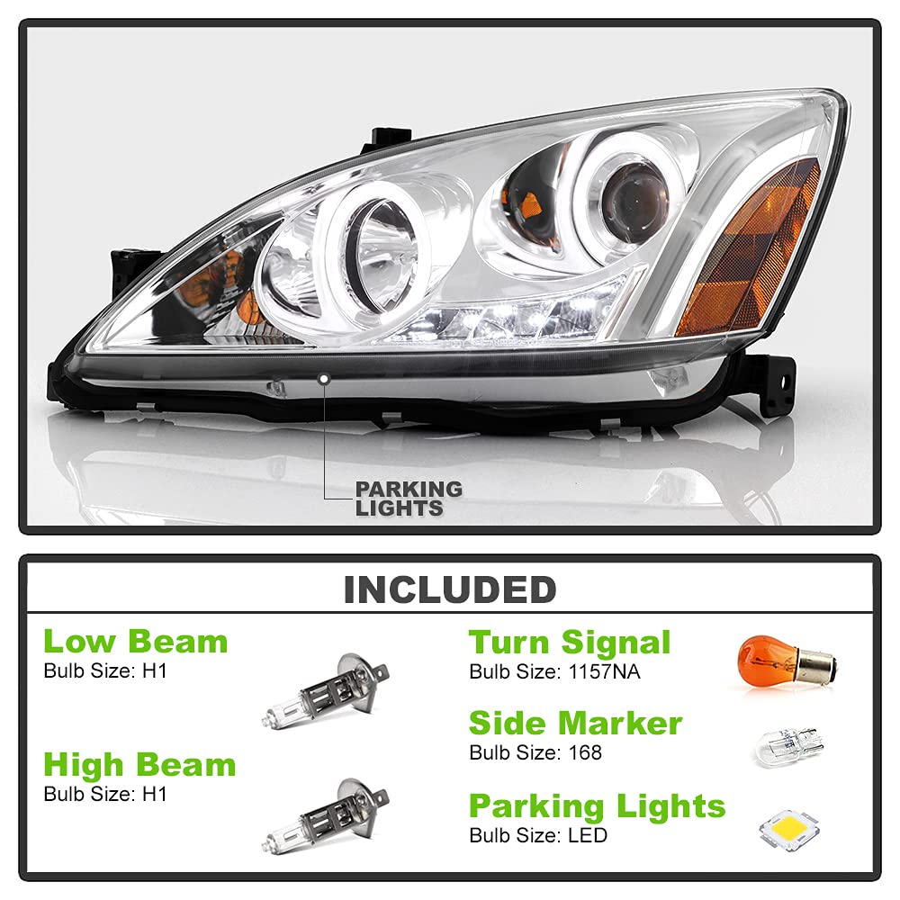 For 2003-2007 Honda Accord LED Projector Headlights, Driver & Passenger Side V9950