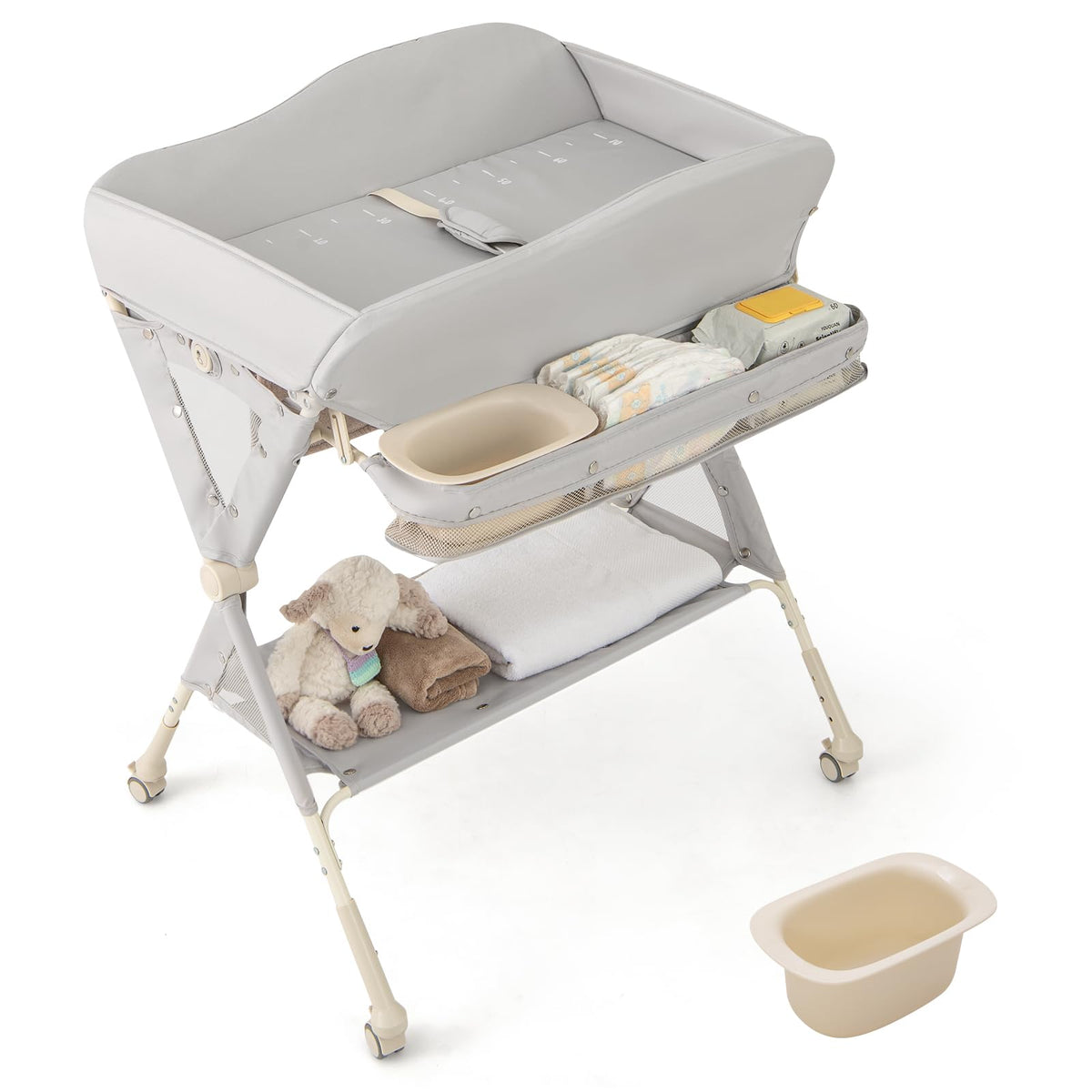 Portable Foldable Baby Changing Table with Wheels B114