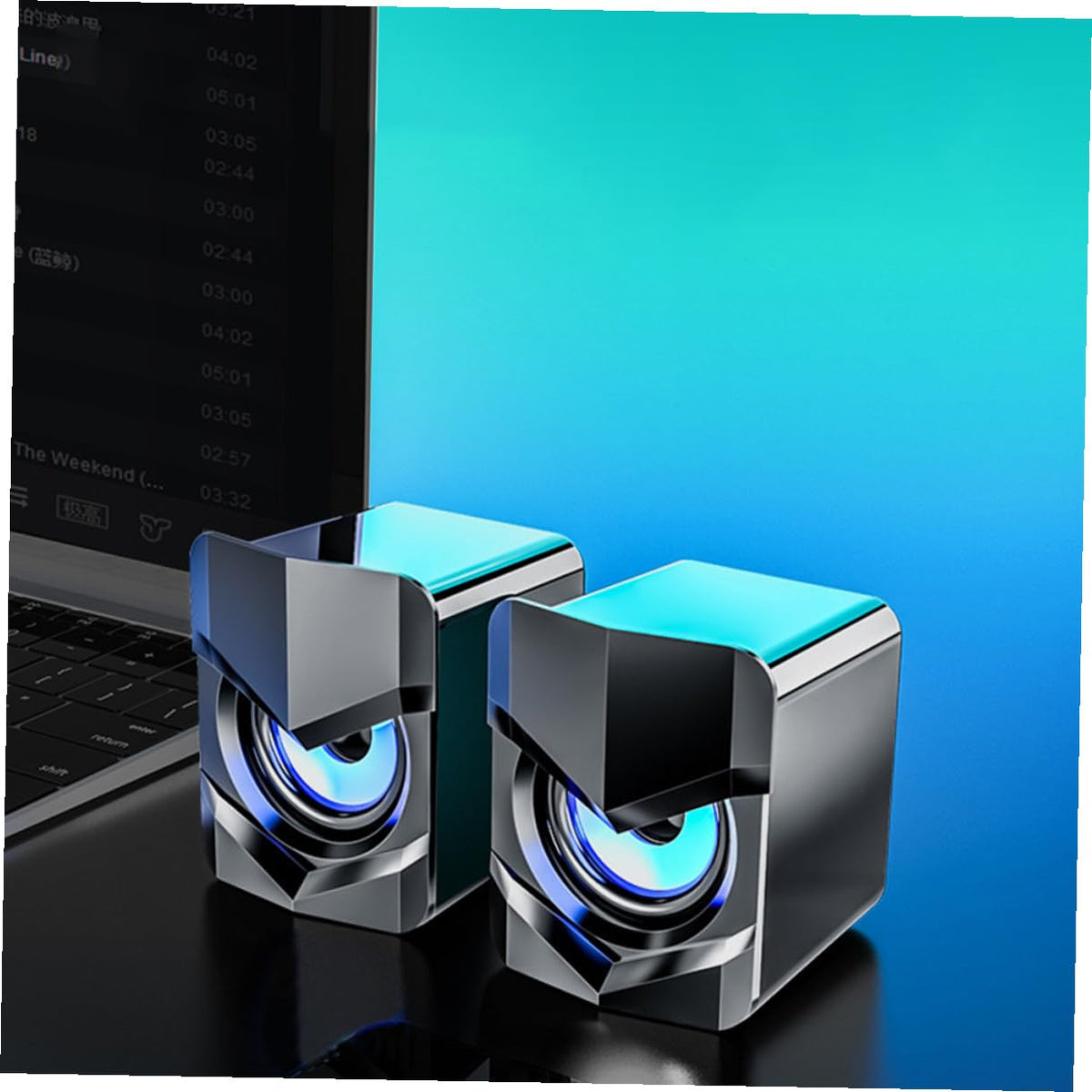 2 Pack USB Powered Black Computer Speakers N830116