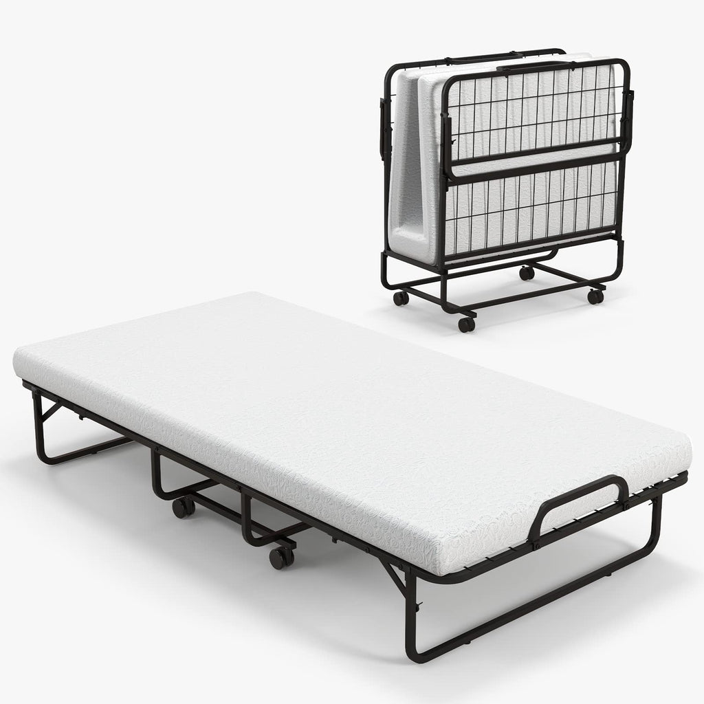 Folding Twin Size Portable Bed with 4” Memory Foam Mattress B8481