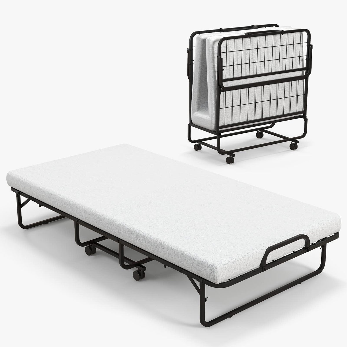 Folding Twin Size Portable Bed with 4” Memory Foam Mattress B8481