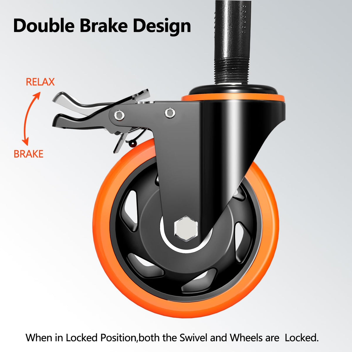 4 inch Threaded Stem Caster Wheels Set of 4 Heavy Duty Dual Locking Q750901