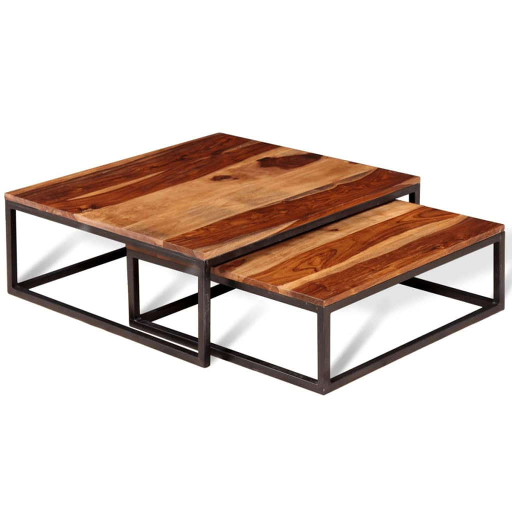 Two Piece Nesting Coffee Table Solid Sheesham Wood X8347