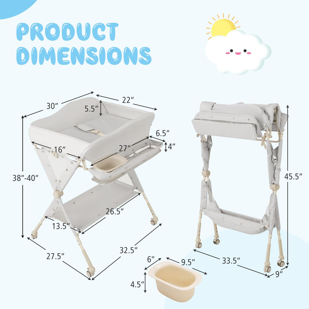 Portable Foldable Baby Changing Table with Wheels B114