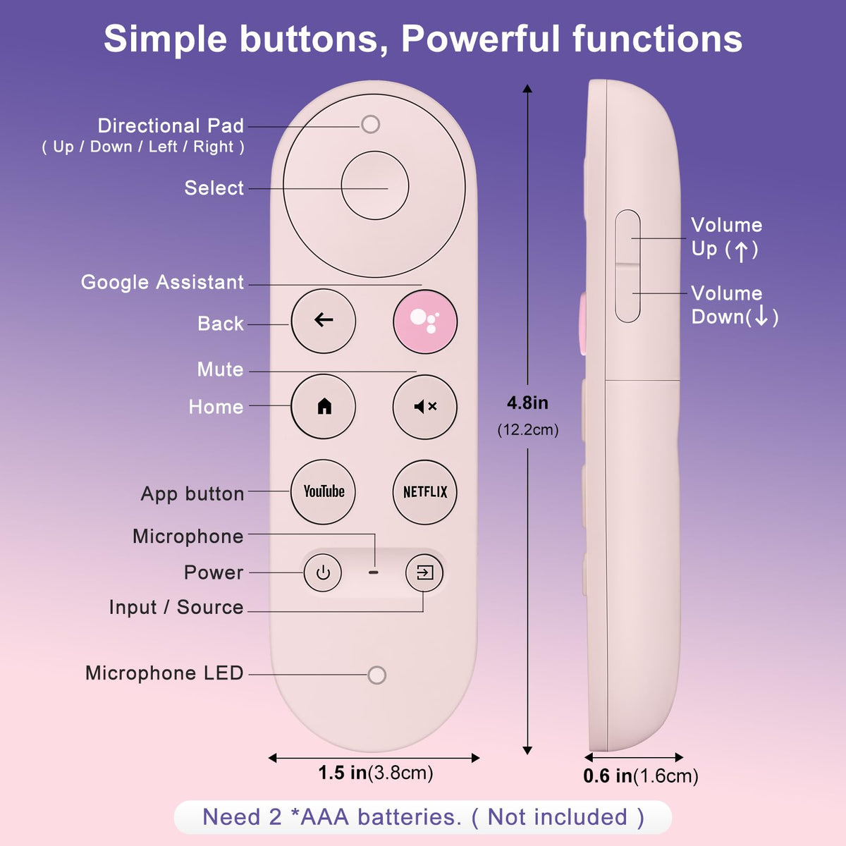 Pink Voice Replacement Remote Control Y771560
