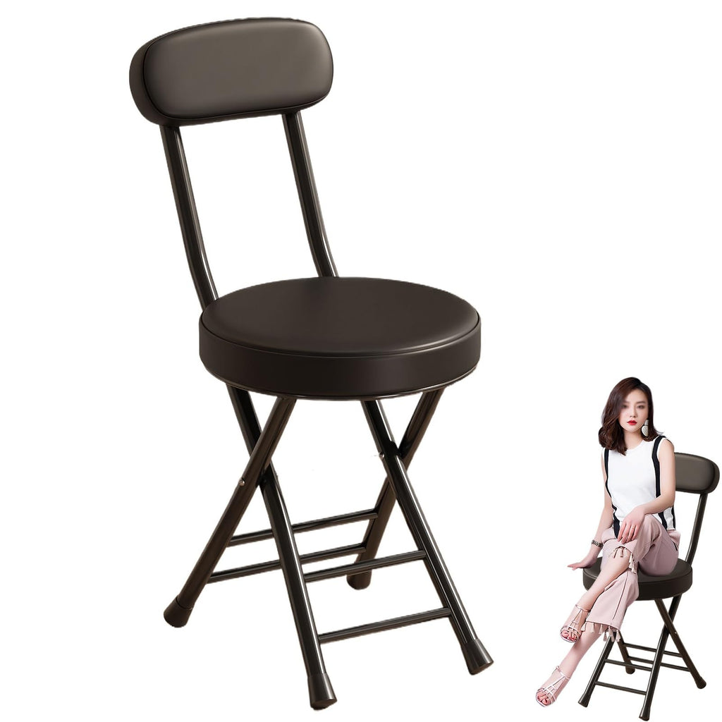 18 Inch Portable Folding Bar Stool with Backrest and Padded G4557