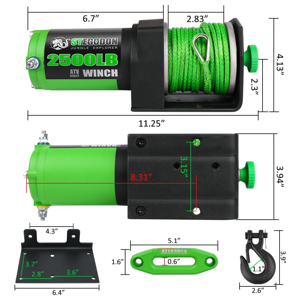 2500 lb. 12V Waterproof Synthetic Rope Electric Winch U2776