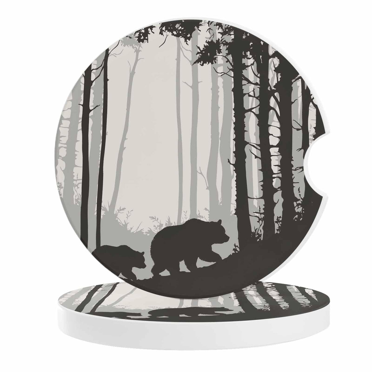 Black Ceramic Stone Car Coasters Set of 2 C975