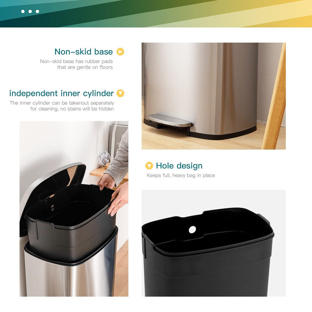 13 Gallon Steel Trash Can with Lid S71407