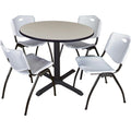 Round Breakroom Table Set with 4 Chairs Grey S72852