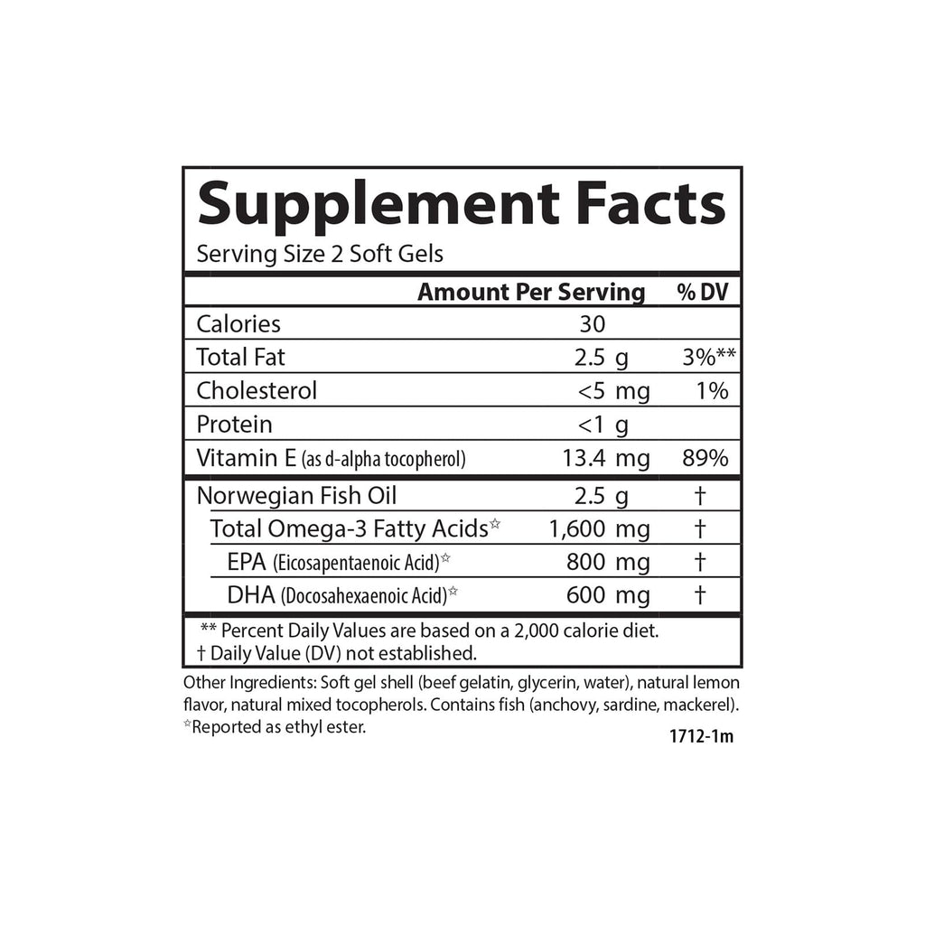 Omega-3 1600 mg Lemon 180 Softgels Q962