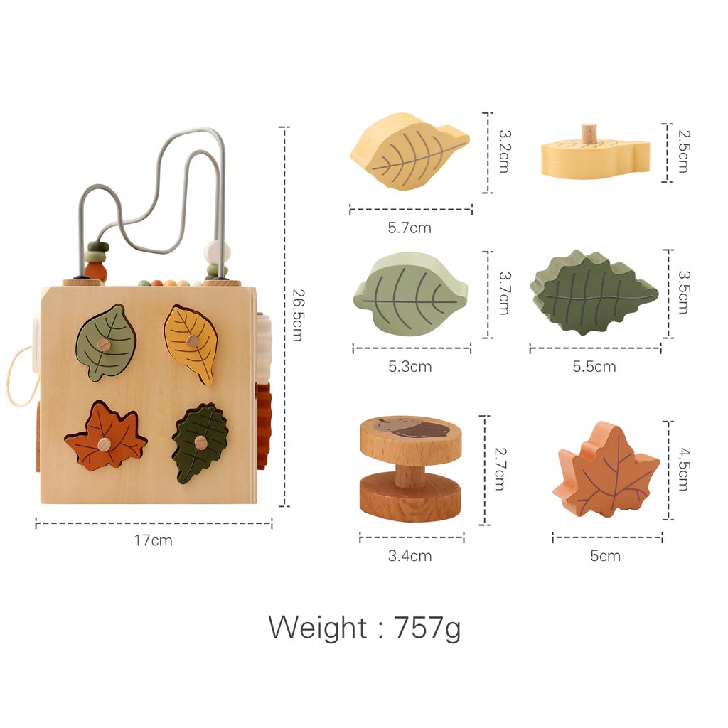 5 in 1 Wooden Activity Cube Bead Maze Shape Sorter C638580