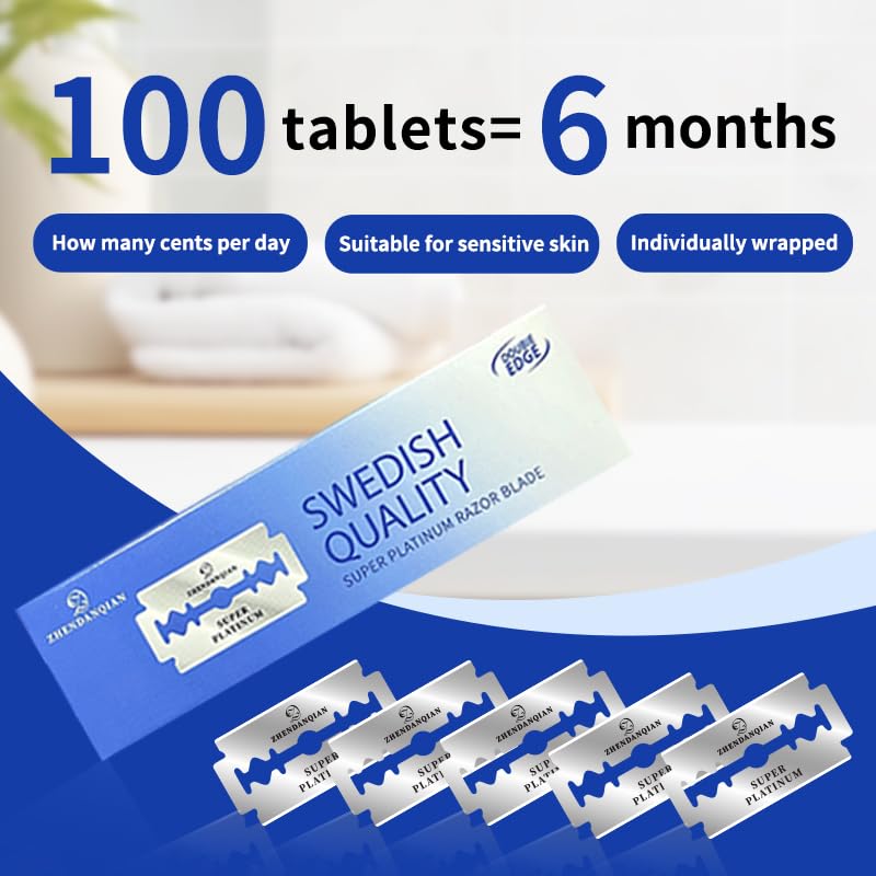 Double Edge Razor Blades, 100 Pack X49479