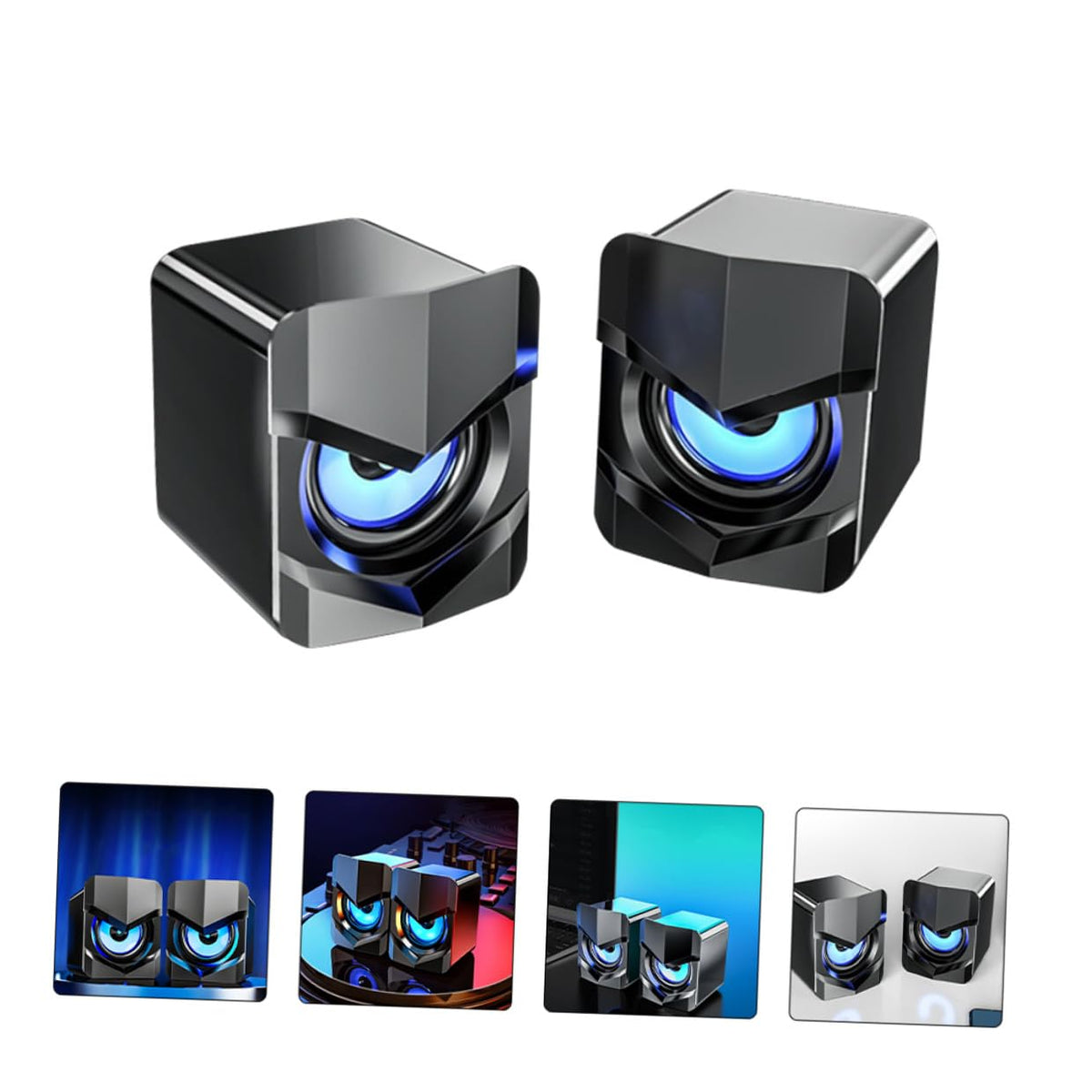 2 Pack USB Powered Black Computer Speakers N830116