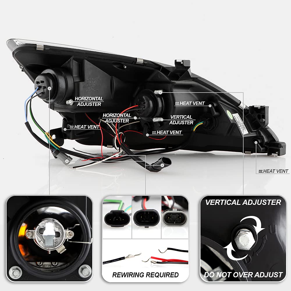 For 2003-2007 Honda Accord LED Projector Headlights, Driver & Passenger Side V9950