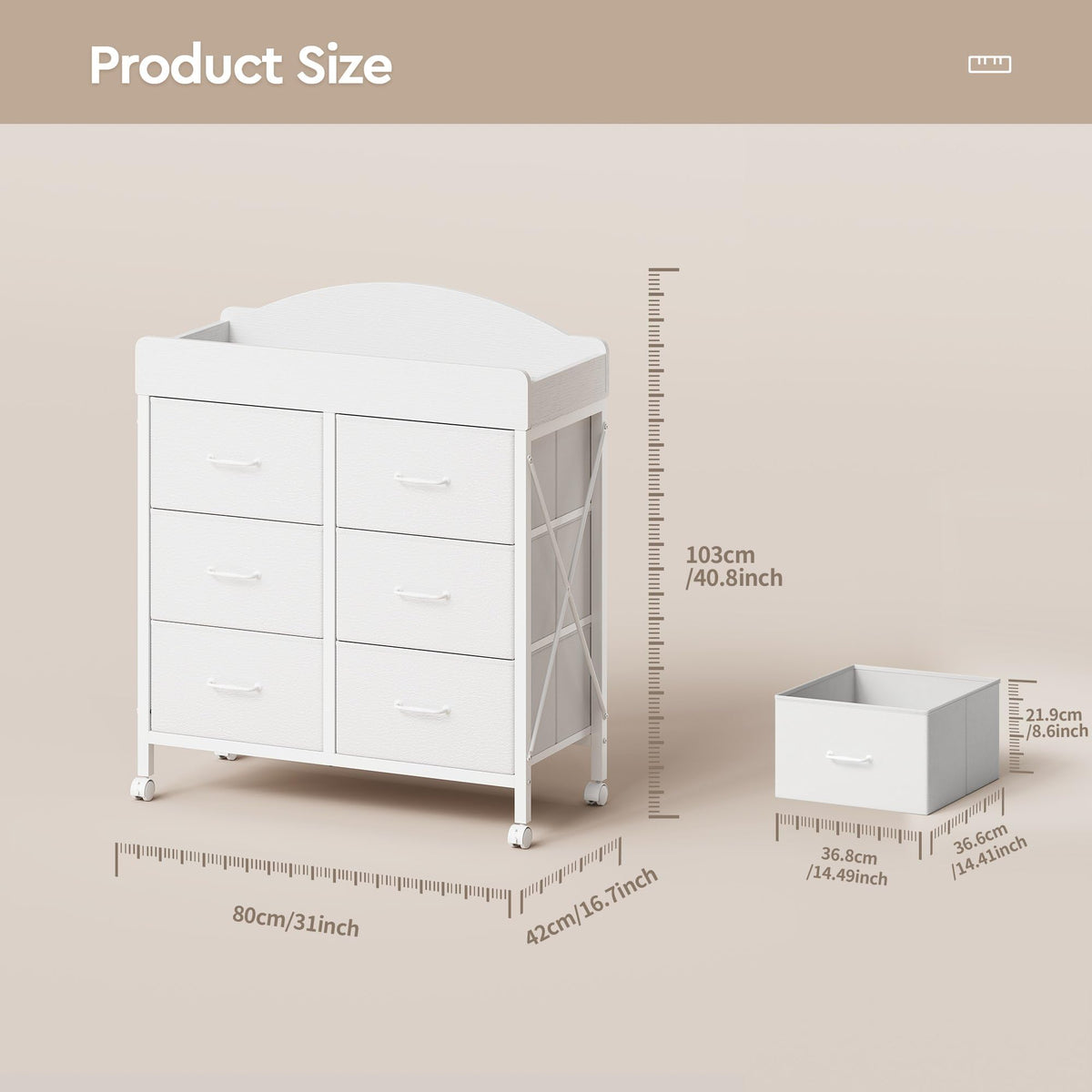 White 6 Drawer Changing Table Dresser O128688